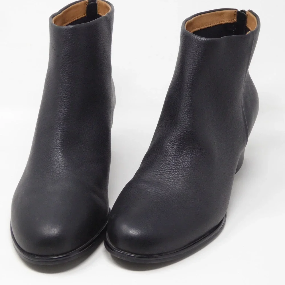 L'Amour Des Pieds Women Ankle Boots Black Leather Block Heel Size 8M